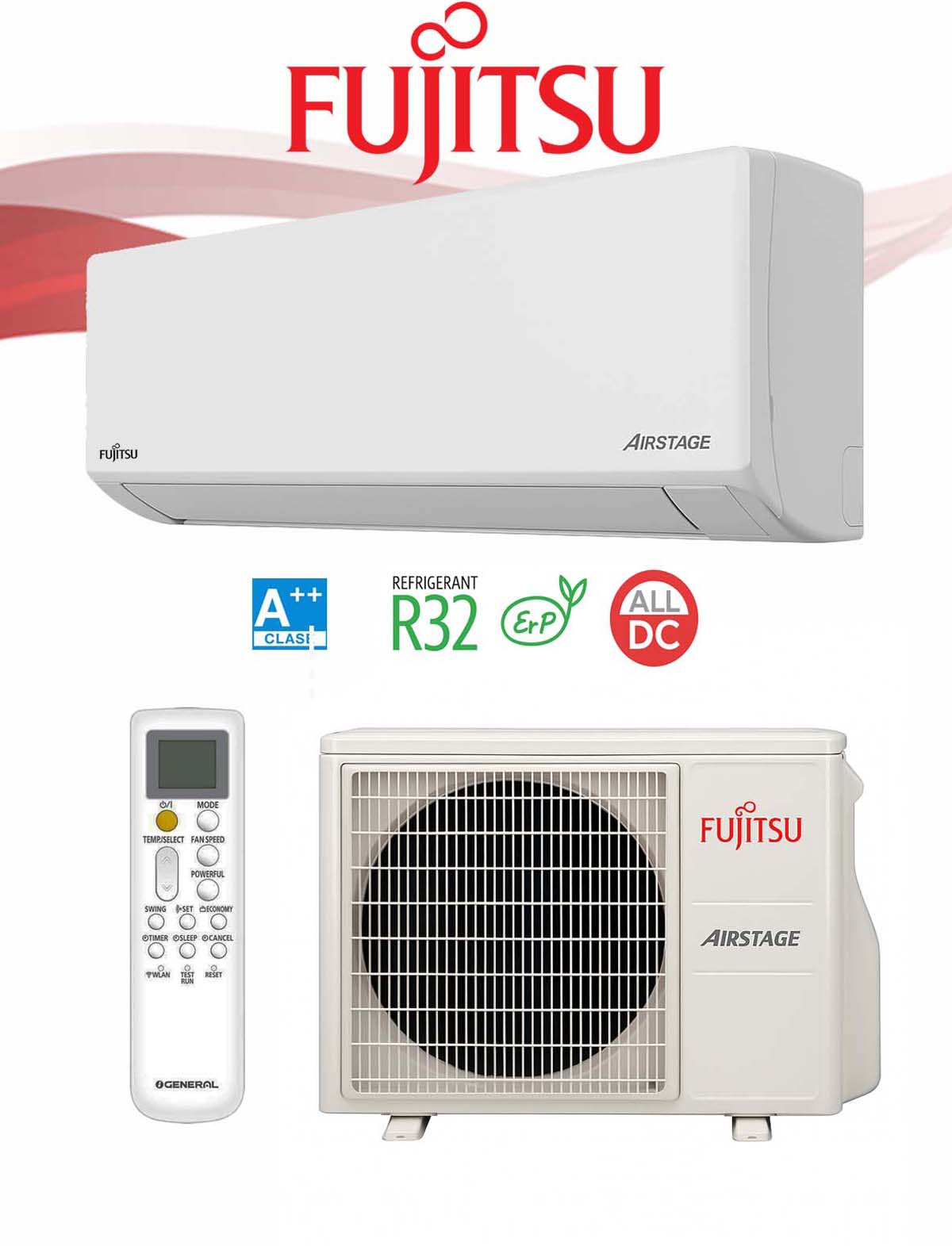 Fujitsu-ASY25-KN aire acondicionado split pared 2,5 kW